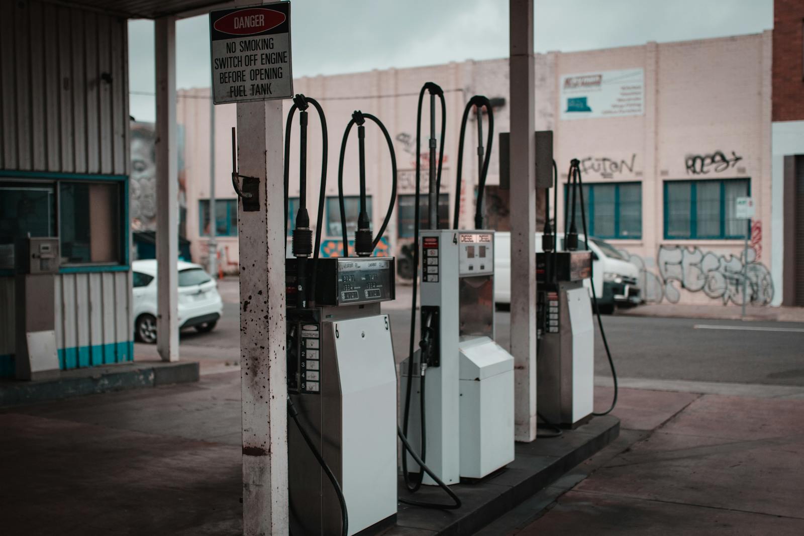 White and Black Gas Pumps