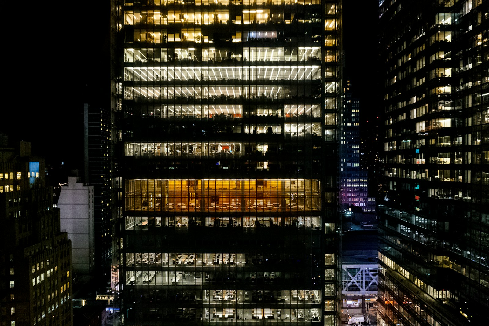 aerial photography of city buildings during nighttime